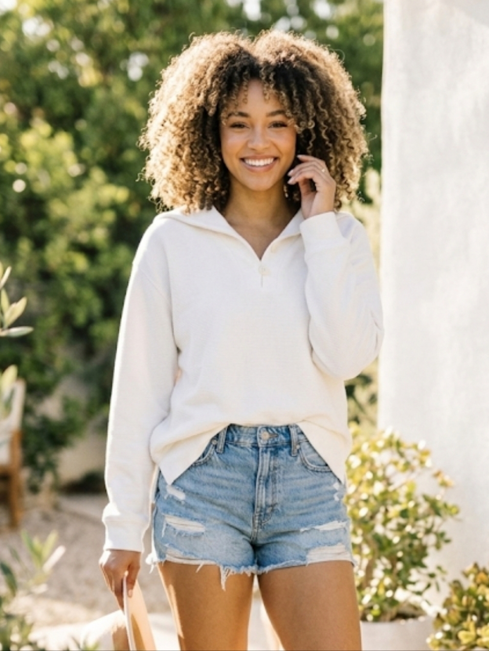 Haven Well Within White Ribbed Pullover Large